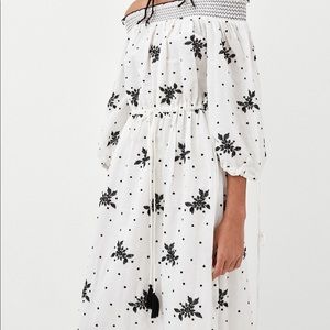 Zara off the shoulder dress- embroidered- maxi